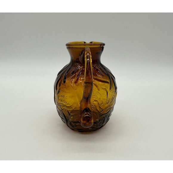 Vintage Pitcher Creamer Amber Glass Textured Honey Autumn Fall Decor Pilgrim USA - Picture 3 of 9